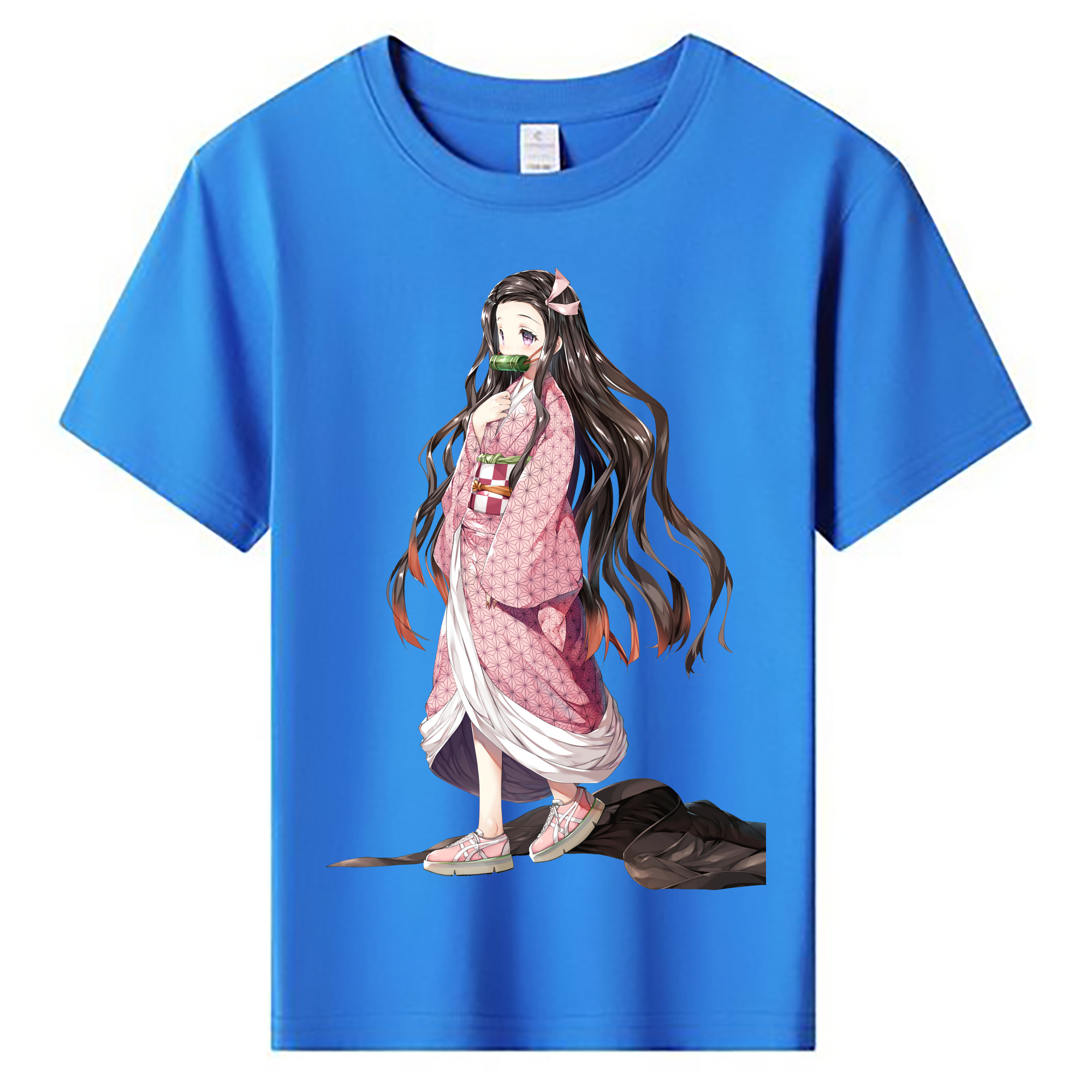 （画像用） 鬼滅の刃（きめつのやいば）竈門 禰󠄀豆子／かまど ねずこ Kamado Nezuko 綿100％キッズTシャツ（フロントプリント）